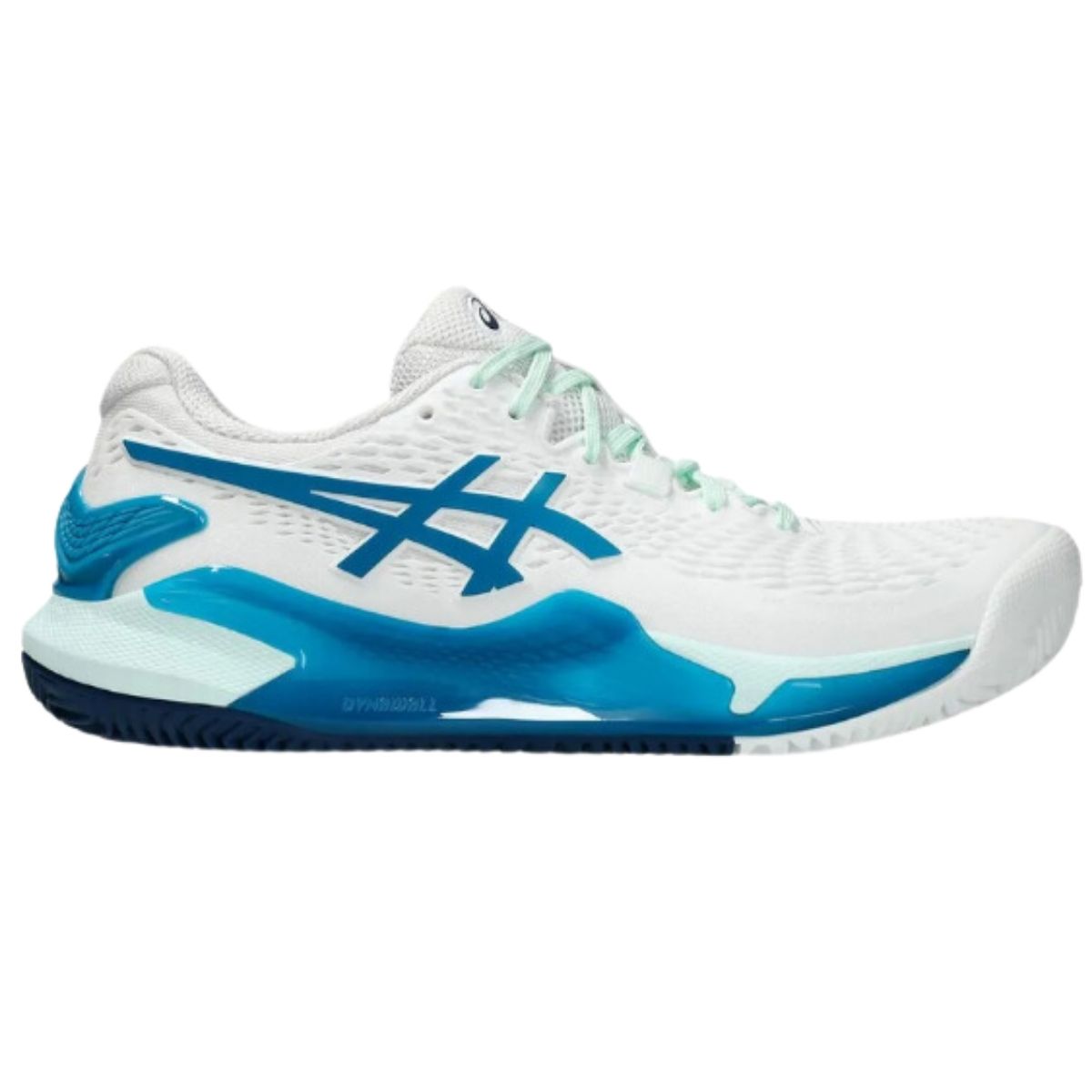 Zapatilla Asics Mujer Gel Resolution Clay White Teal Blue