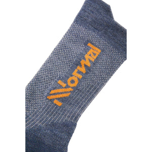 Calcetin NNormal Merino Gris Logo Naranja