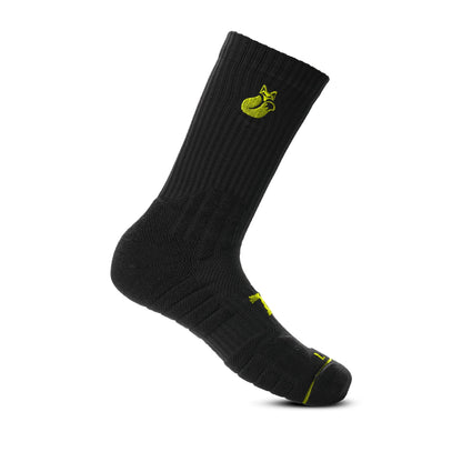 Calcetin Crew Negro D3 Tilki Lehinde - Amarillo Fluor