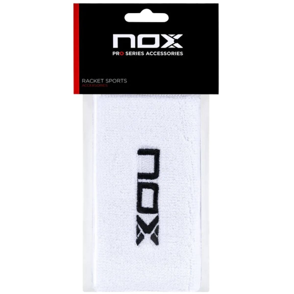 Muñequera Nox Larga Blanca Logo Negro X2