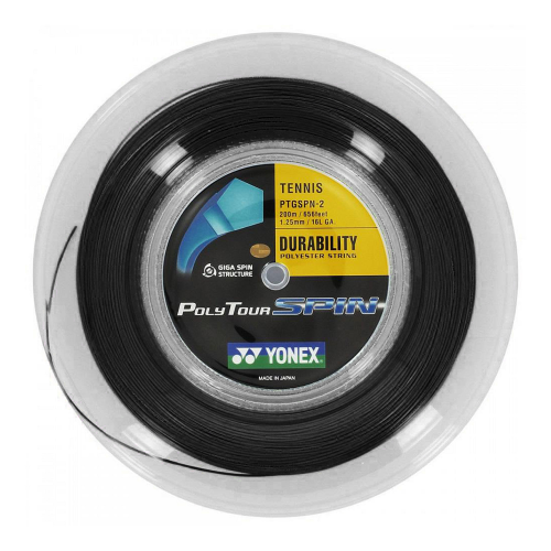 Rollo de Cuerda Yonex Poly Tour Spin Negro (200m)