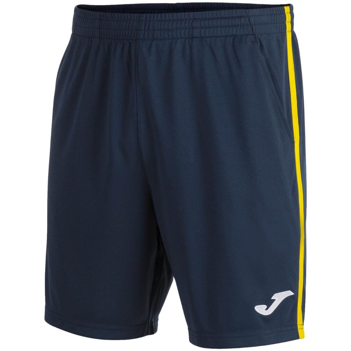 Short Joma Open III Azul Marino Franja Amarilla