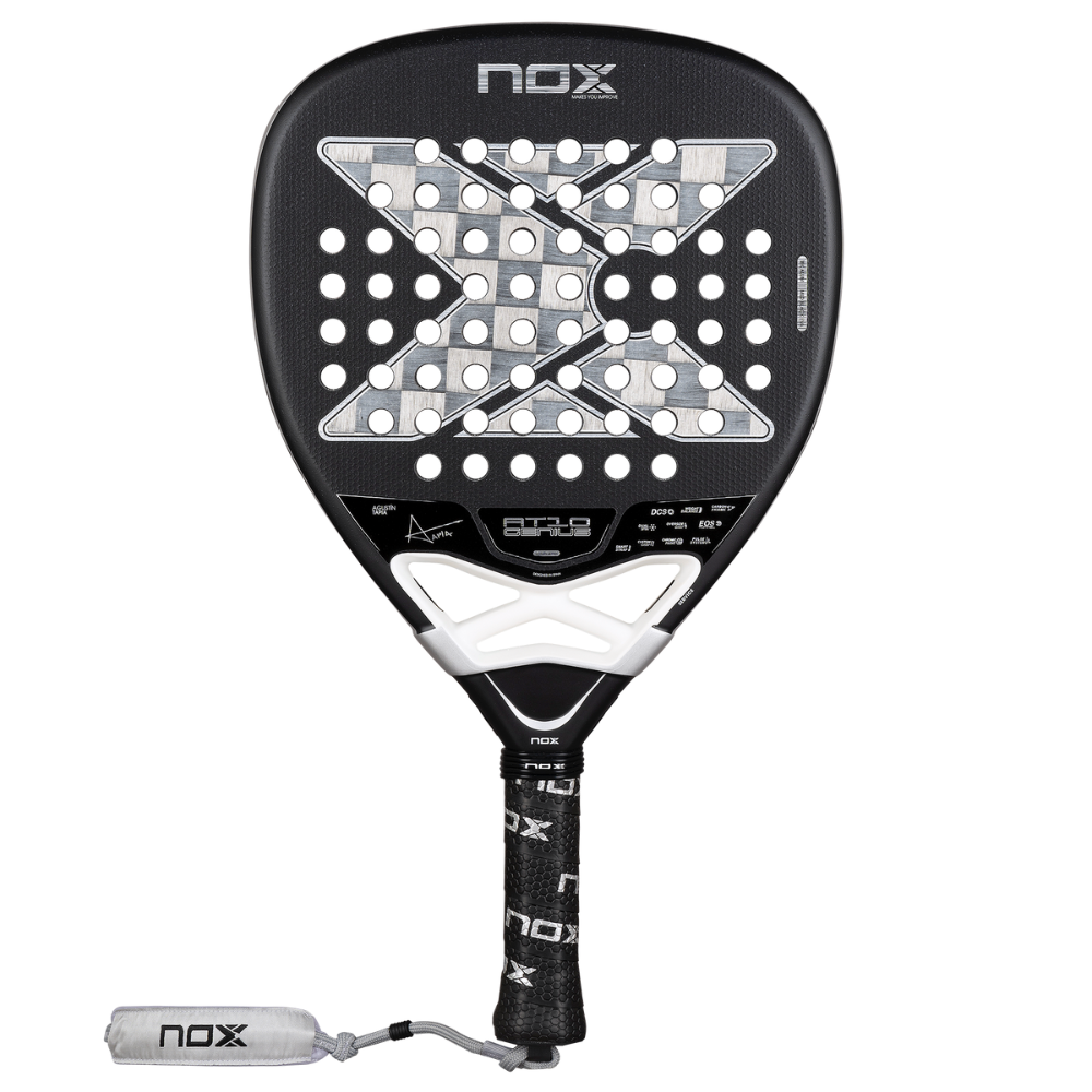 Pala de Padel Nox AT10 Genius Attack 18K Alum + Tarro de pelotas +Overgrip + Protector