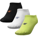 Calcetin 4F Junior Blanco, Negro, Verde Fluor X3 - Sur SportsAccesorios