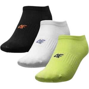 Calcetin 4F Junior Blanco, Negro, Verde Fluor X3 - Sur SportsAccesorios