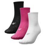 Calcetin 4F Junior Larga Negra, Fuschia, Blanca X3 - Sur SportsAccesorios
