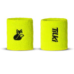Muñequera Corta Algodón Basic Terry Tilki - Amarillo Fluor/Negra