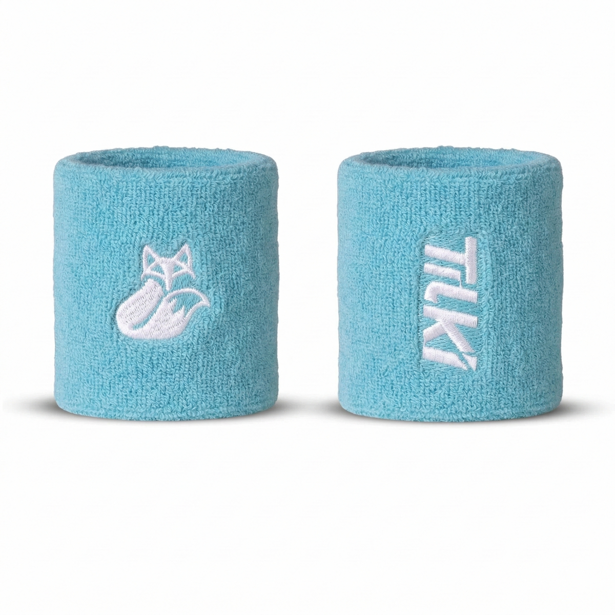 Muñequera Corta Algodón Basic Terry Tilki - Celeste/Blanca