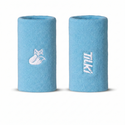 Muñequera Larga Algodón Pro Terry Interior Tilki - Celeste/Blanca