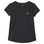 Polera 4F Niña Negro logo Fucsia - Sur SportsVestuario