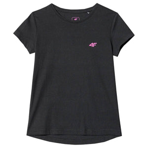 Polera 4F Niña Negro logo Fucsia - Sur SportsVestuario
