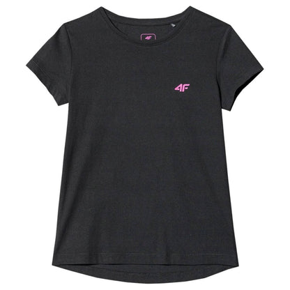 Polera 4F Niña Negro logo Fucsia - Sur SportsVestuario