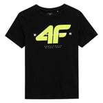 Polera 4F Niño Negra Logo Centro - Sur SportsVestuario